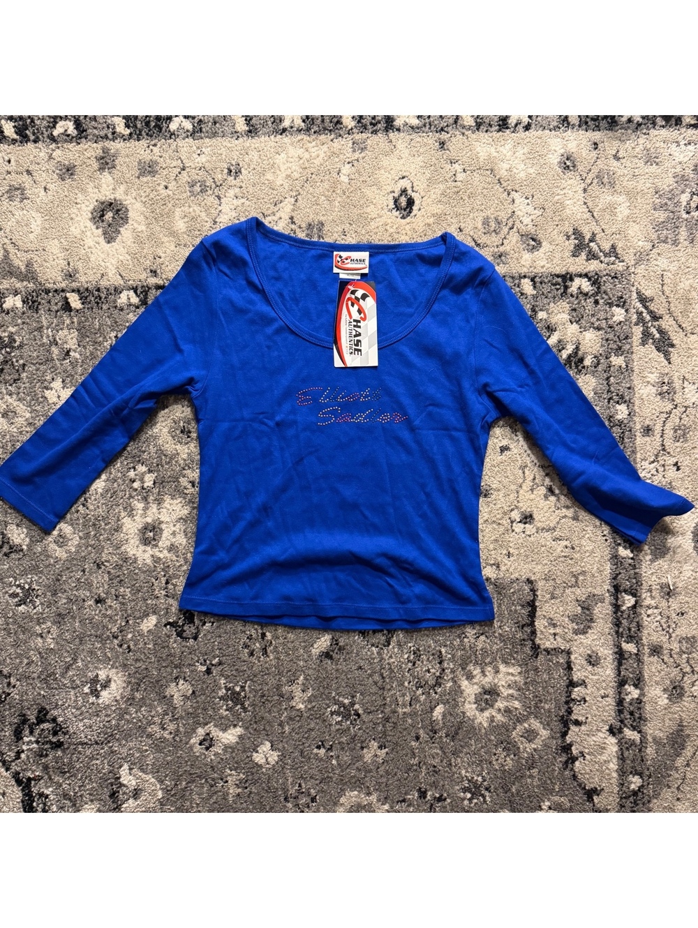 Chase Authentics Blue Long Sleeve Women's Shirt with Rhinest
